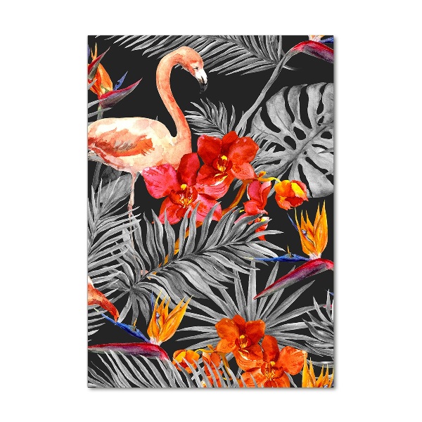 Akrilkép Flamingók és virágok