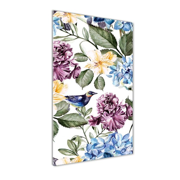 Akrilkép Virágok és madarak
