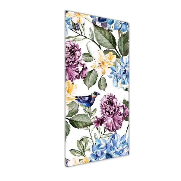 Akrilkép Virágok és madarak