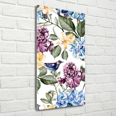 Akrilkép Virágok és madarak