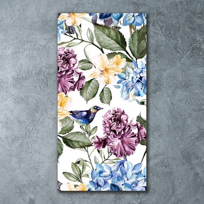 Akrilkép Virágok és madarak