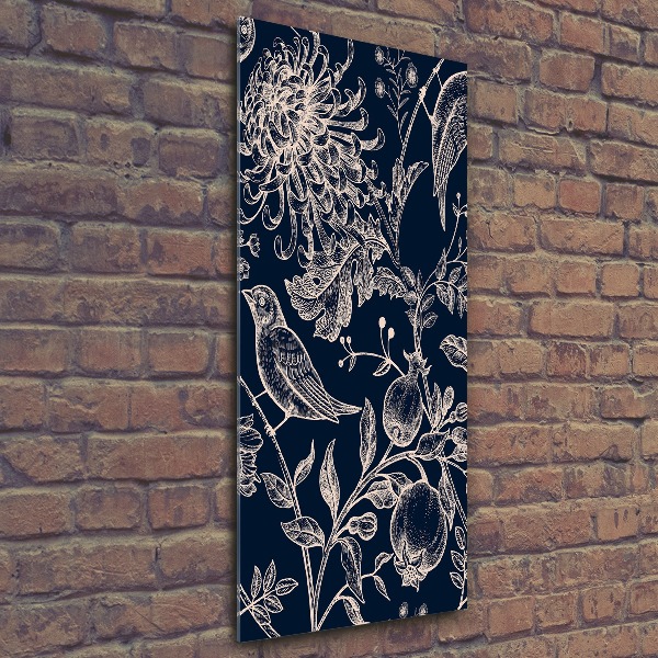 Akrilkép Virágok és madarak