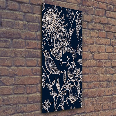 Akrilkép Virágok és madarak