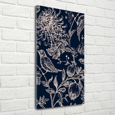 Akrilkép Virágok és madarak