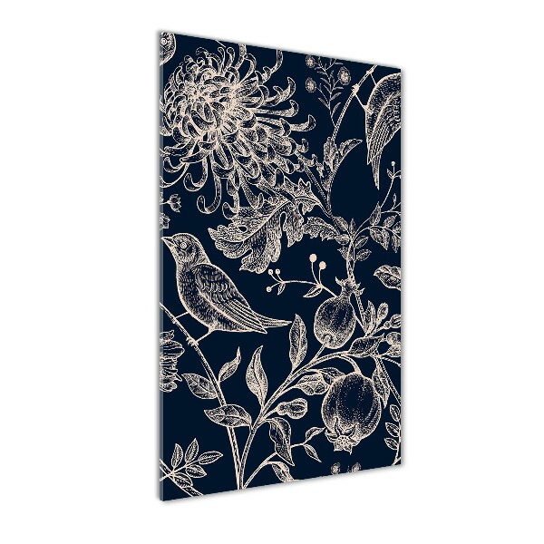 Akrilkép Virágok és madarak