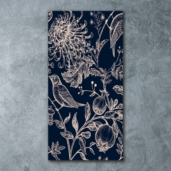 Akrilkép Virágok és madarak