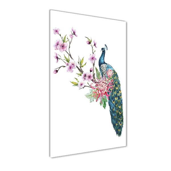 Akrilkép Páva és virágok