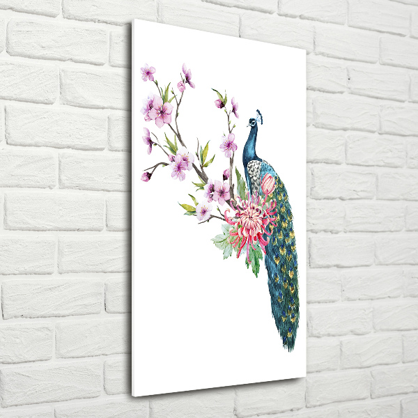 Akrilkép Páva és virágok