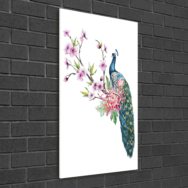 Akrilkép Páva és virágok