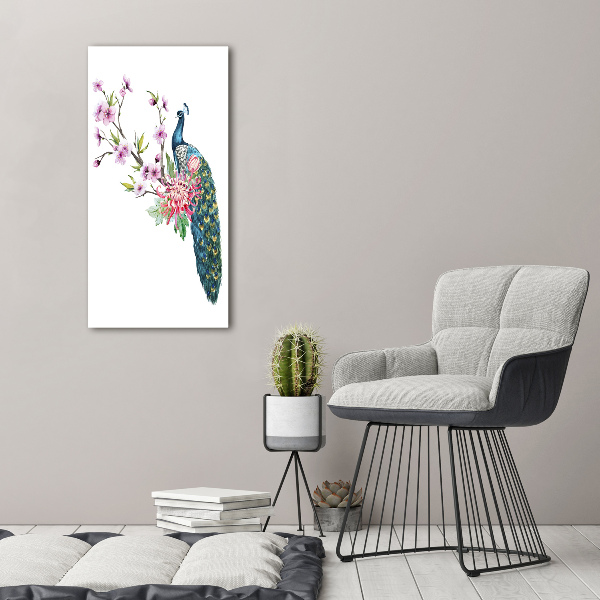 Akrilkép Páva és virágok