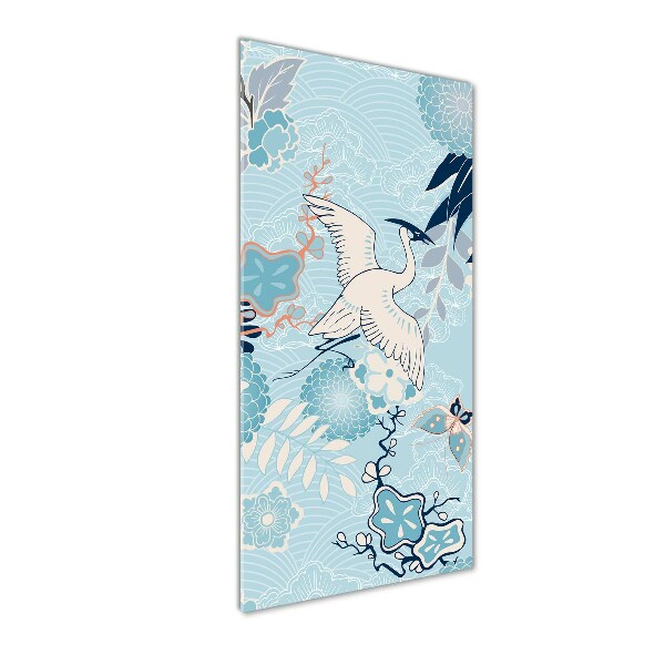 Akrilkép Crane és virágok