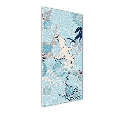 Akrilkép Crane és virágok