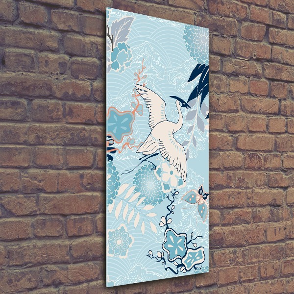 Akrilkép Crane és virágok