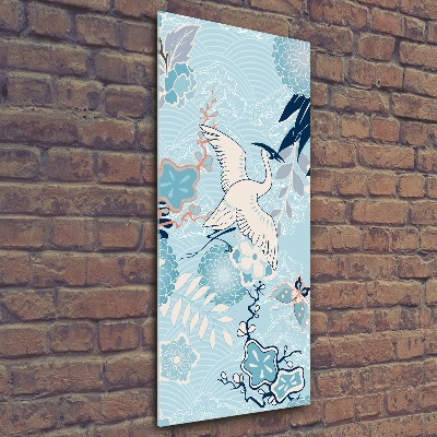 Akrilkép Crane és virágok