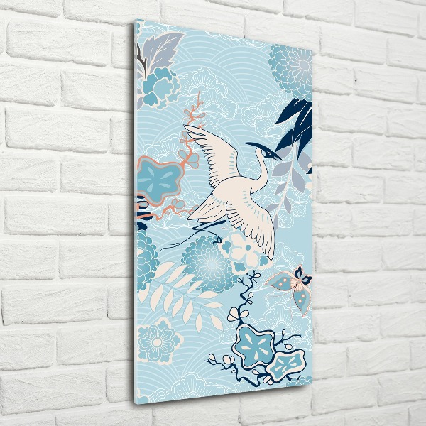 Akrilkép Crane és virágok