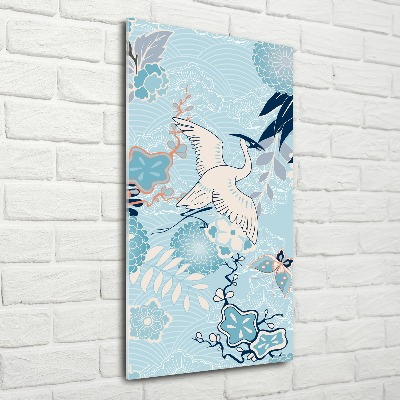 Akrilkép Crane és virágok