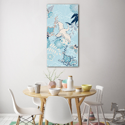 Akrilkép Crane és virágok