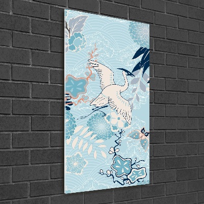 Akrilkép Crane és virágok