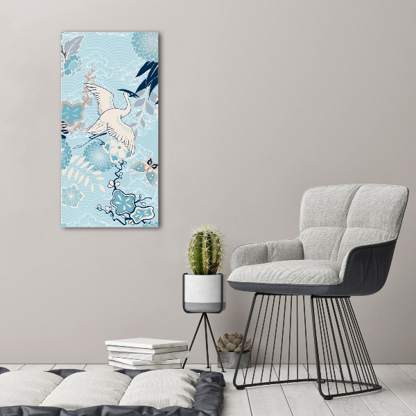 Akrilkép Crane és virágok