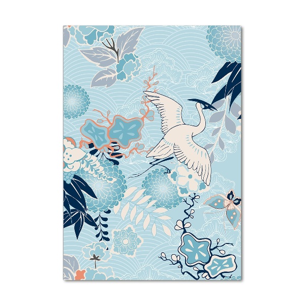 Akrilkép Crane és virágok