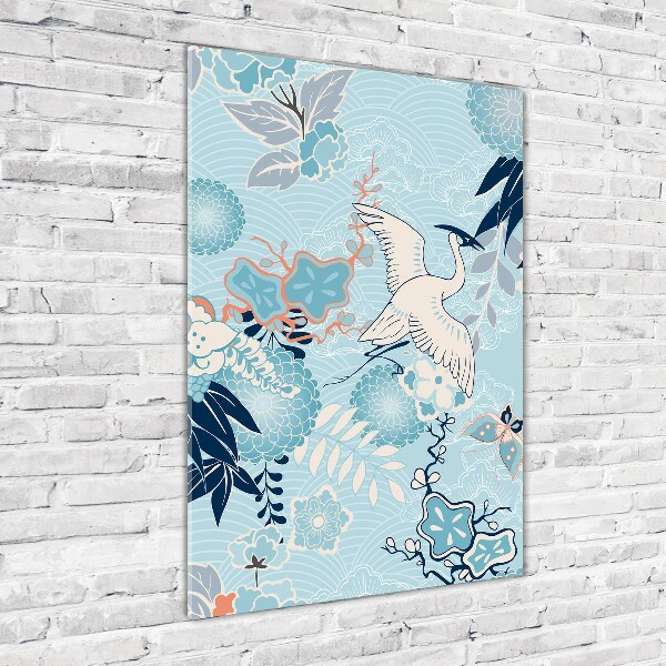 Akrilkép Crane és virágok