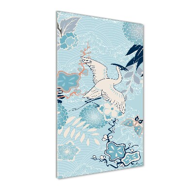 Akrilkép Crane és virágok