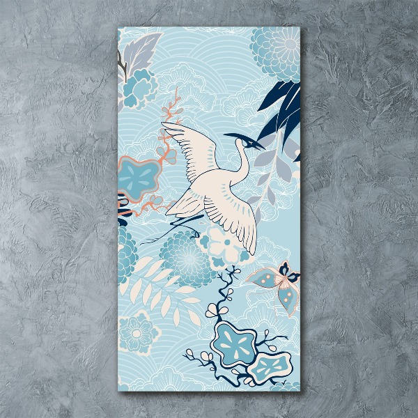 Akrilkép Crane és virágok