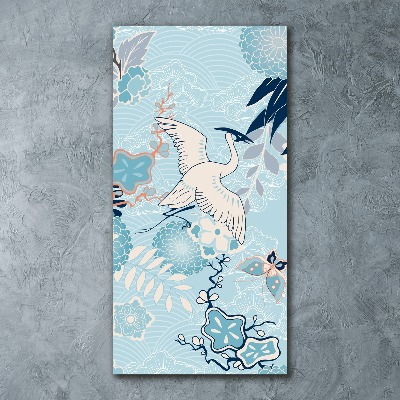 Akrilkép Crane és virágok