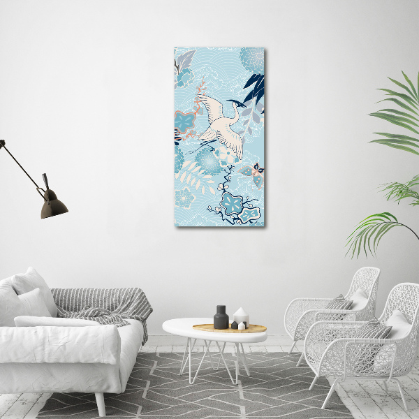 Akrilkép Crane és virágok