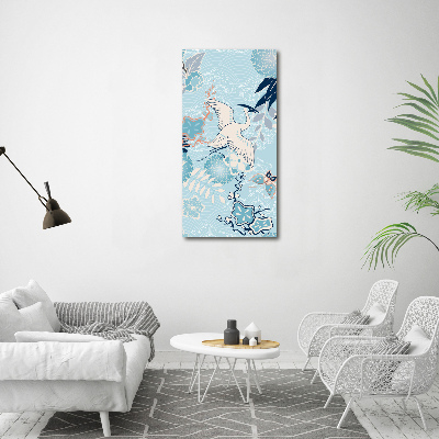 Akrilkép Crane és virágok