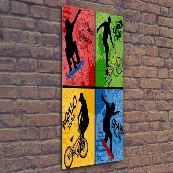 Akrilüveg fotó Kerékpár és gördeszka