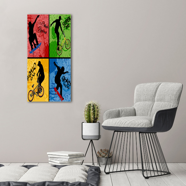 Akrilüveg fotó Kerékpár és gördeszka