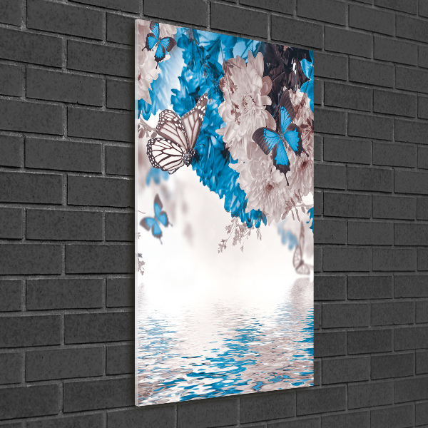 Akrilkép Virágok és lepkék