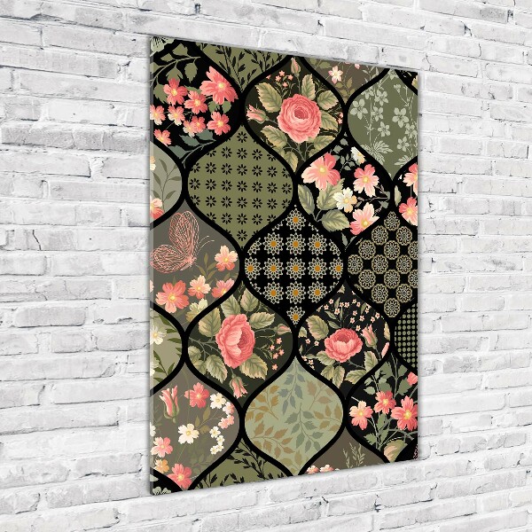Akril üveg kép Virágos mintával