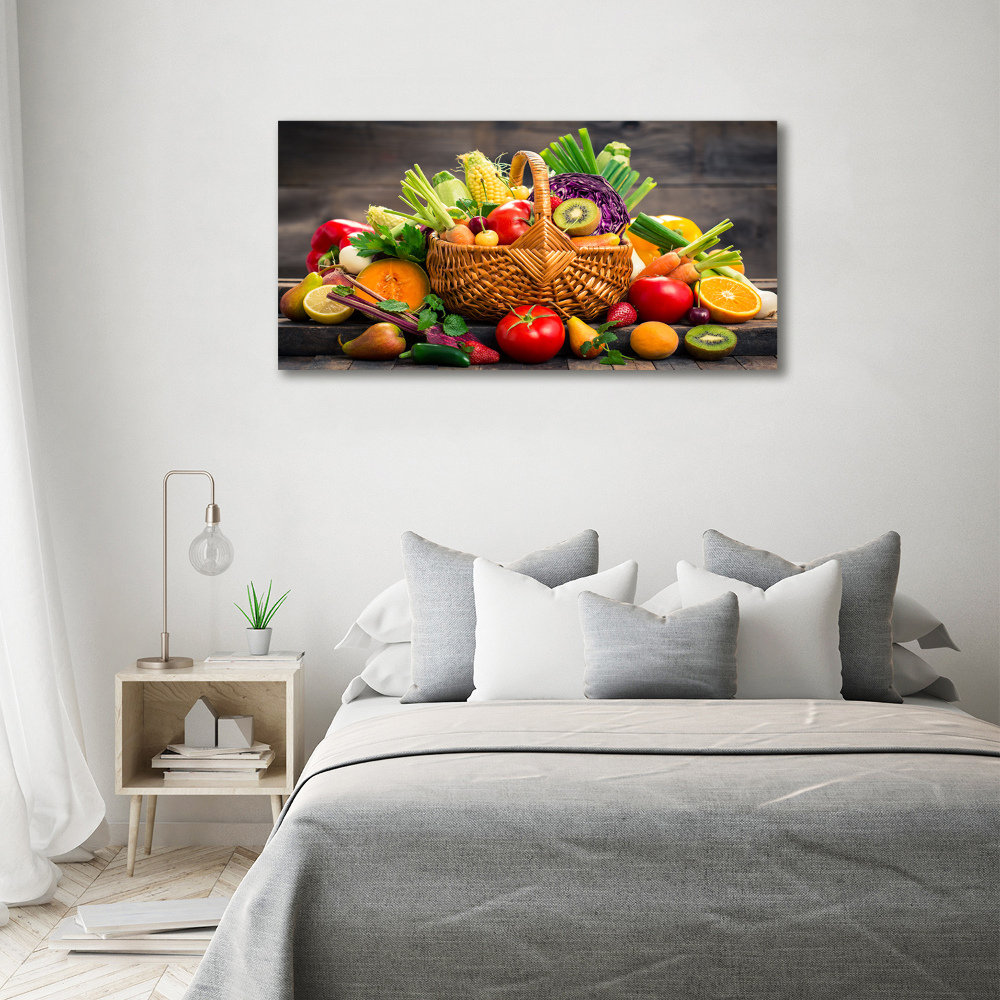 Fali vászonkép Egy kosár gyümölcs zöldség