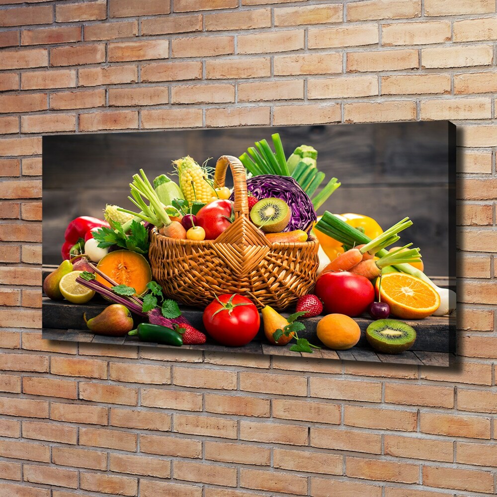 Fali vászonkép Egy kosár gyümölcs zöldség