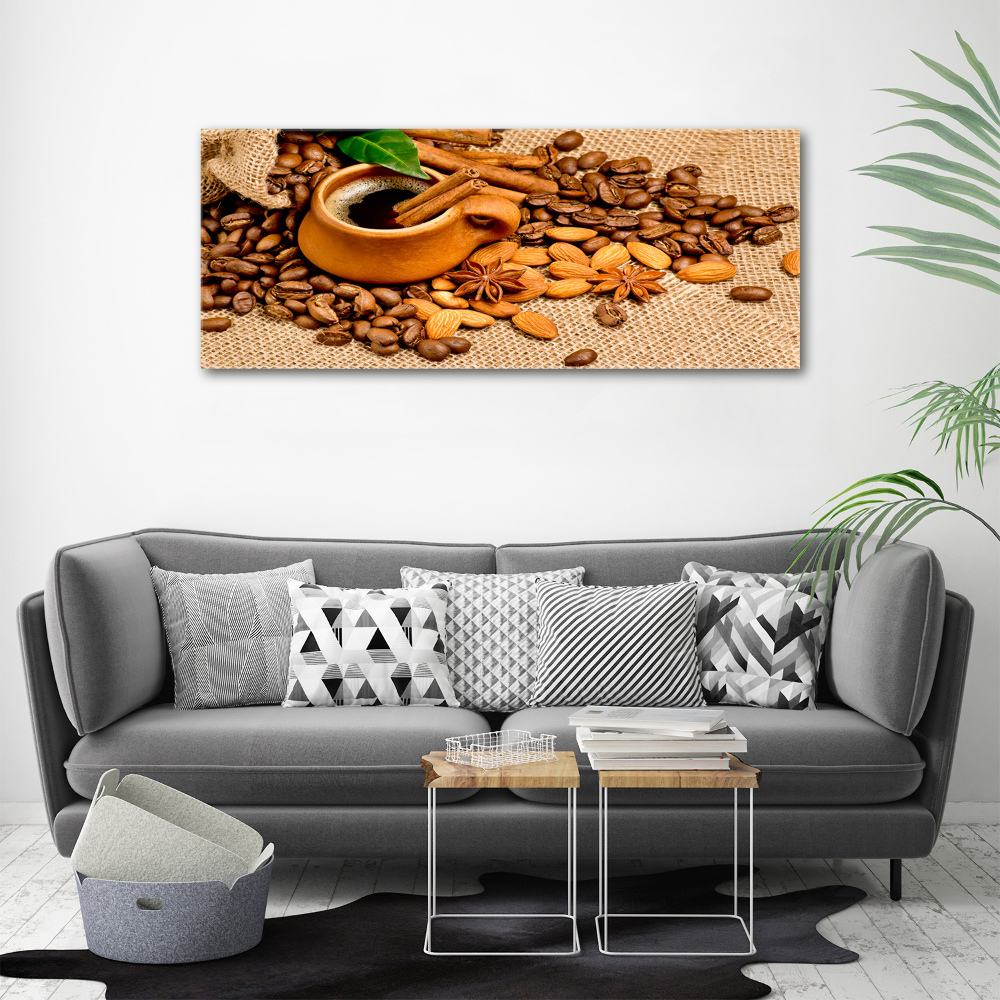 Fali vászonkép Kávébab és csésze
