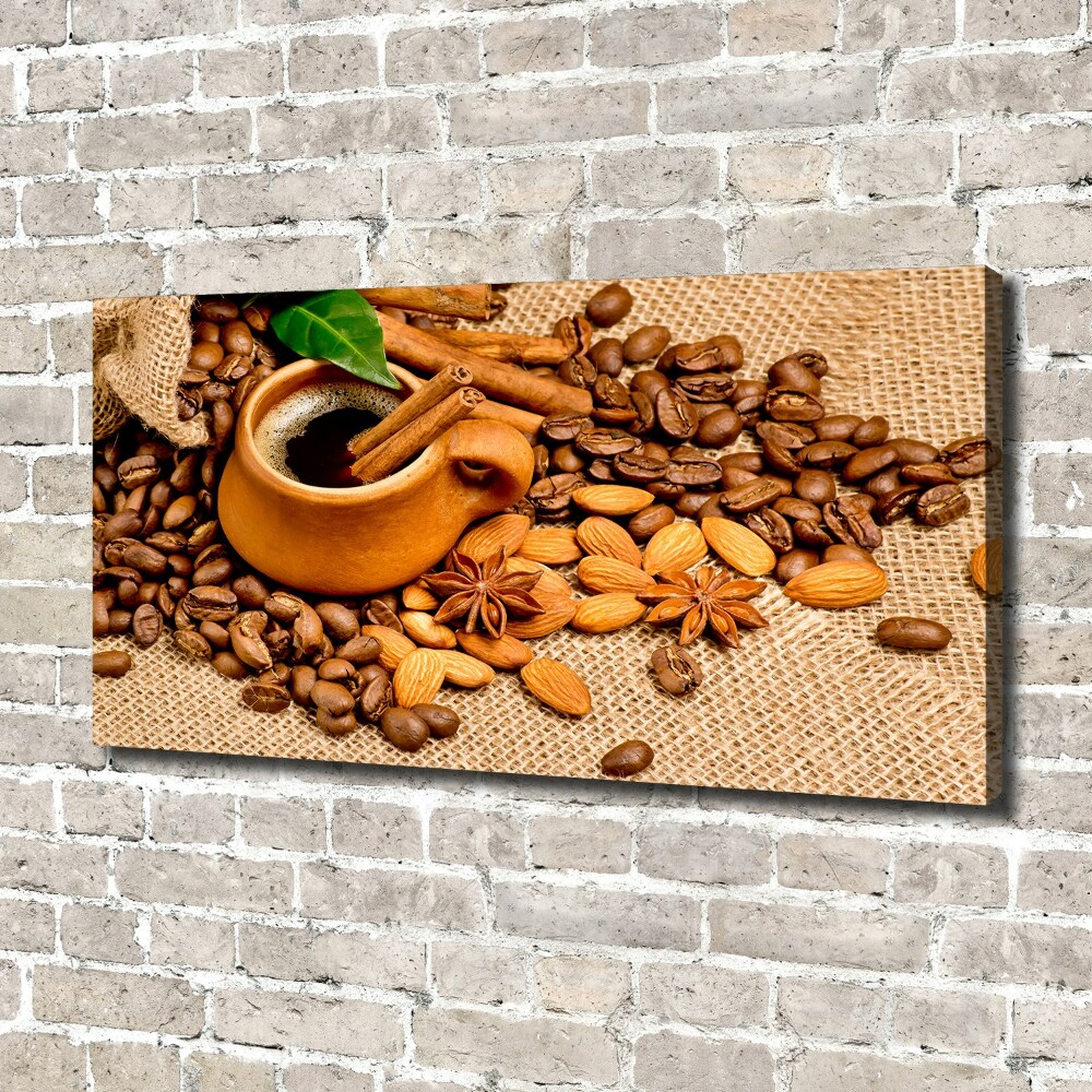 Fali vászonkép Kávébab és csésze