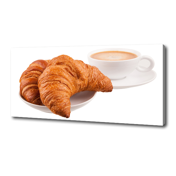 Feszített vászonkép Croissant és kávé