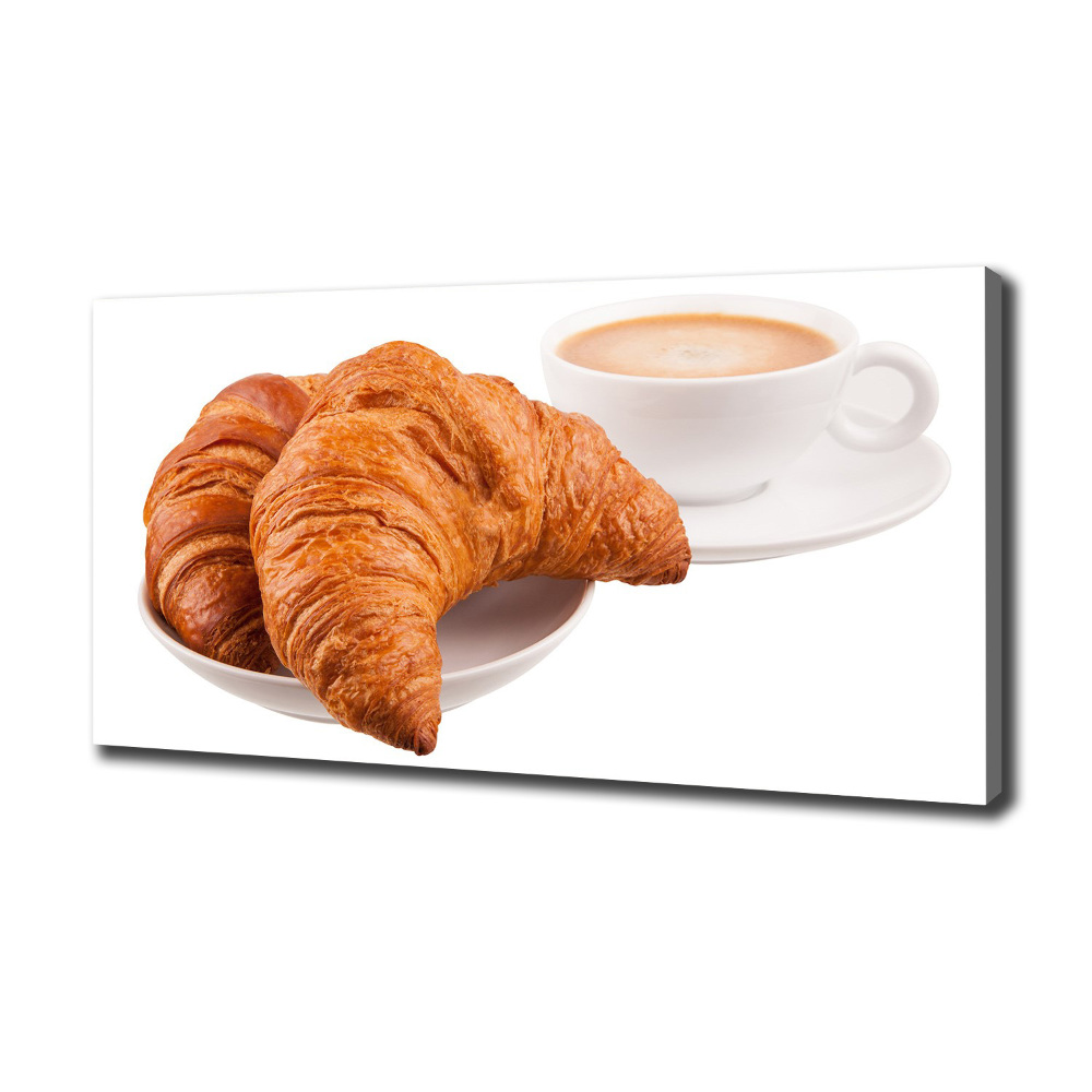 Feszített vászonkép Croissant és kávé