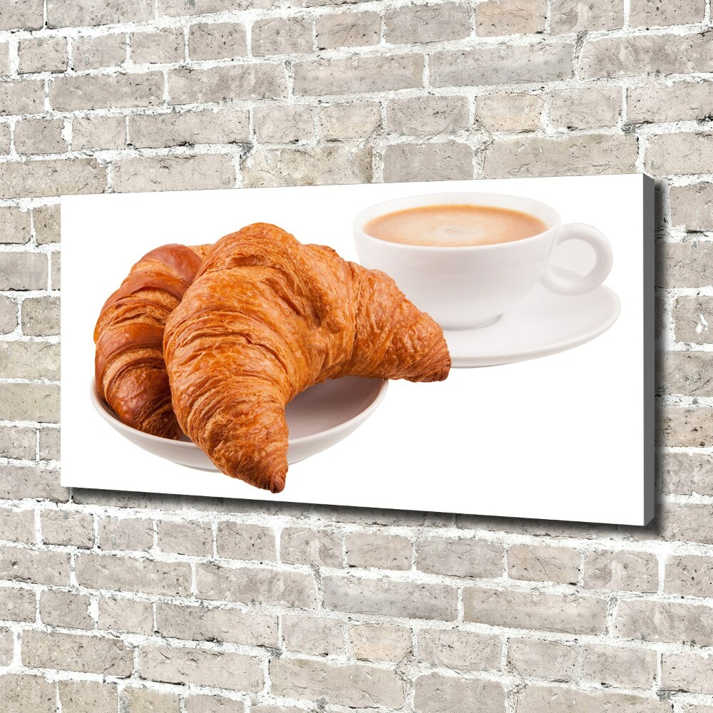 Feszített vászonkép Croissant és kávé