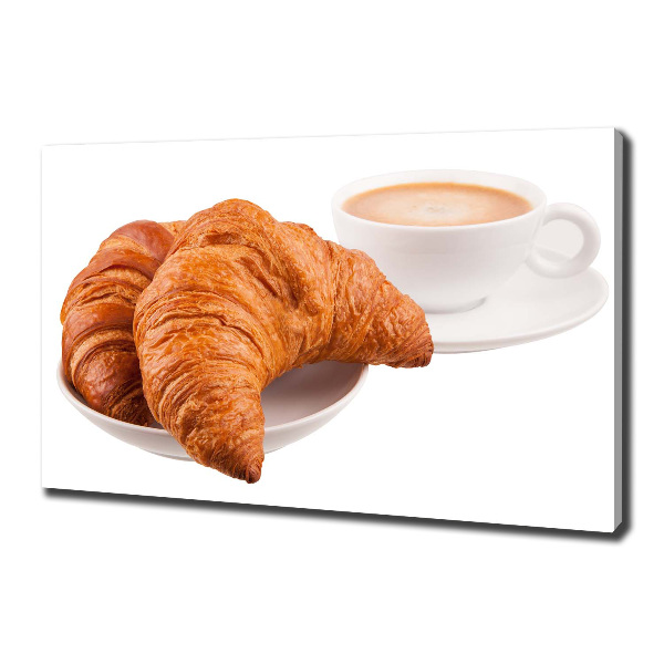 Feszített vászonkép Croissant és kávé