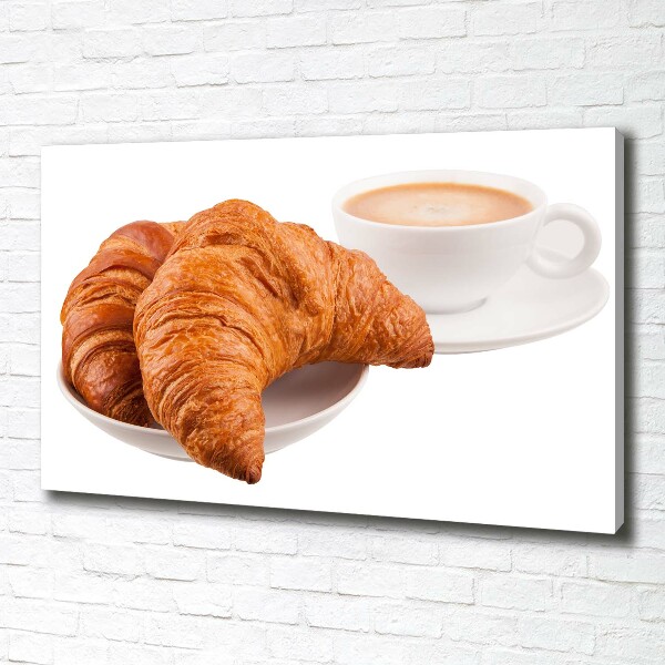 Feszített vászonkép Croissant és kávé