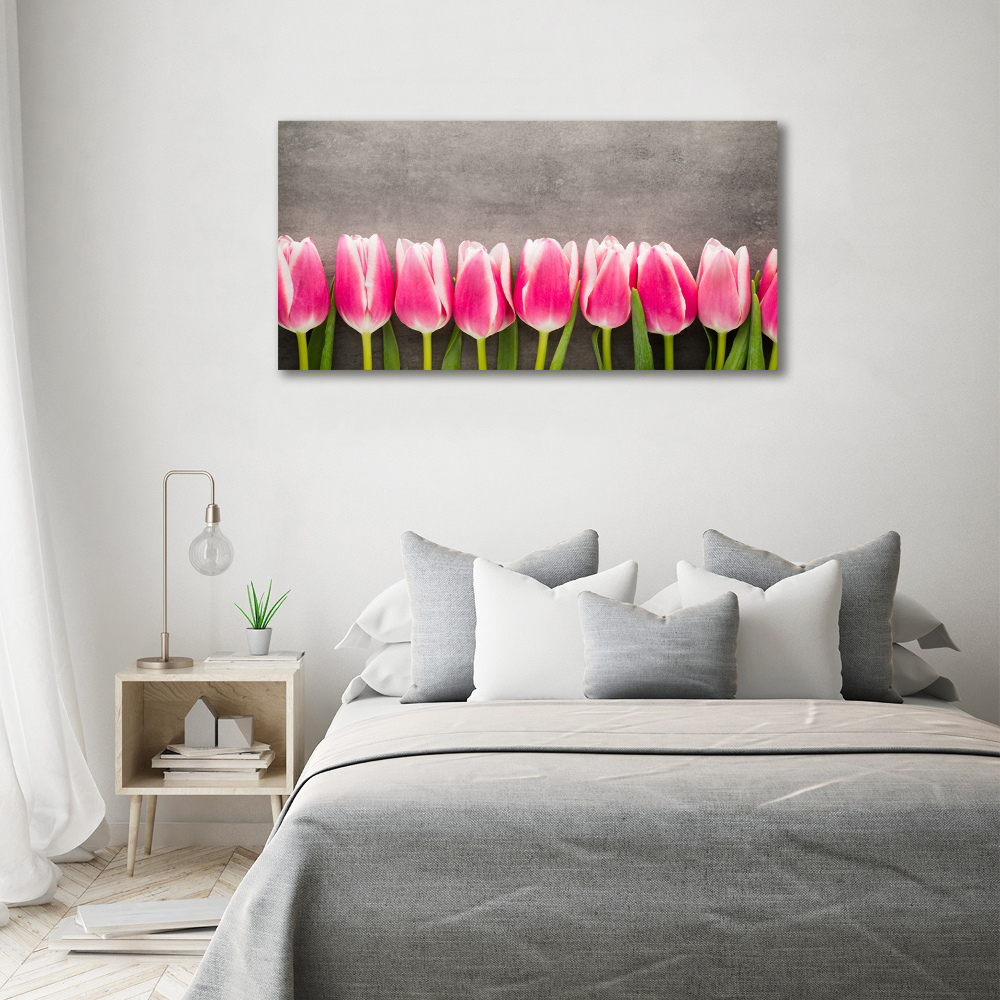 Egyedi üvegkép Rózsaszín tulipánok