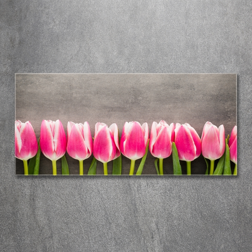 Egyedi üvegkép Rózsaszín tulipánok