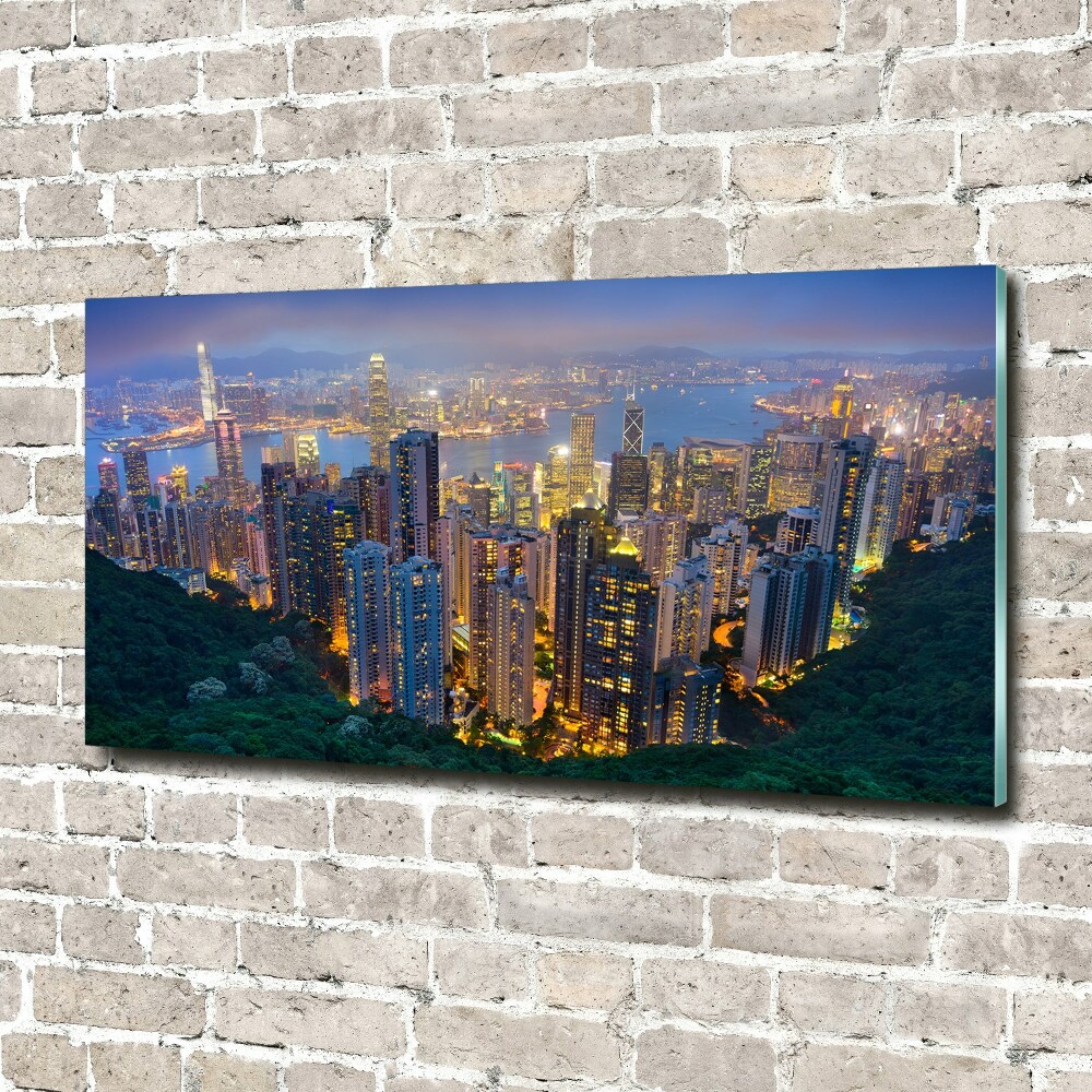 Üvegkép nyomtatás Hong kong éjjel