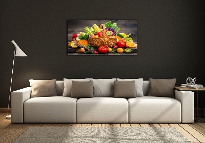 Fali üvegkép Egy kosár gyümölcs zöldség