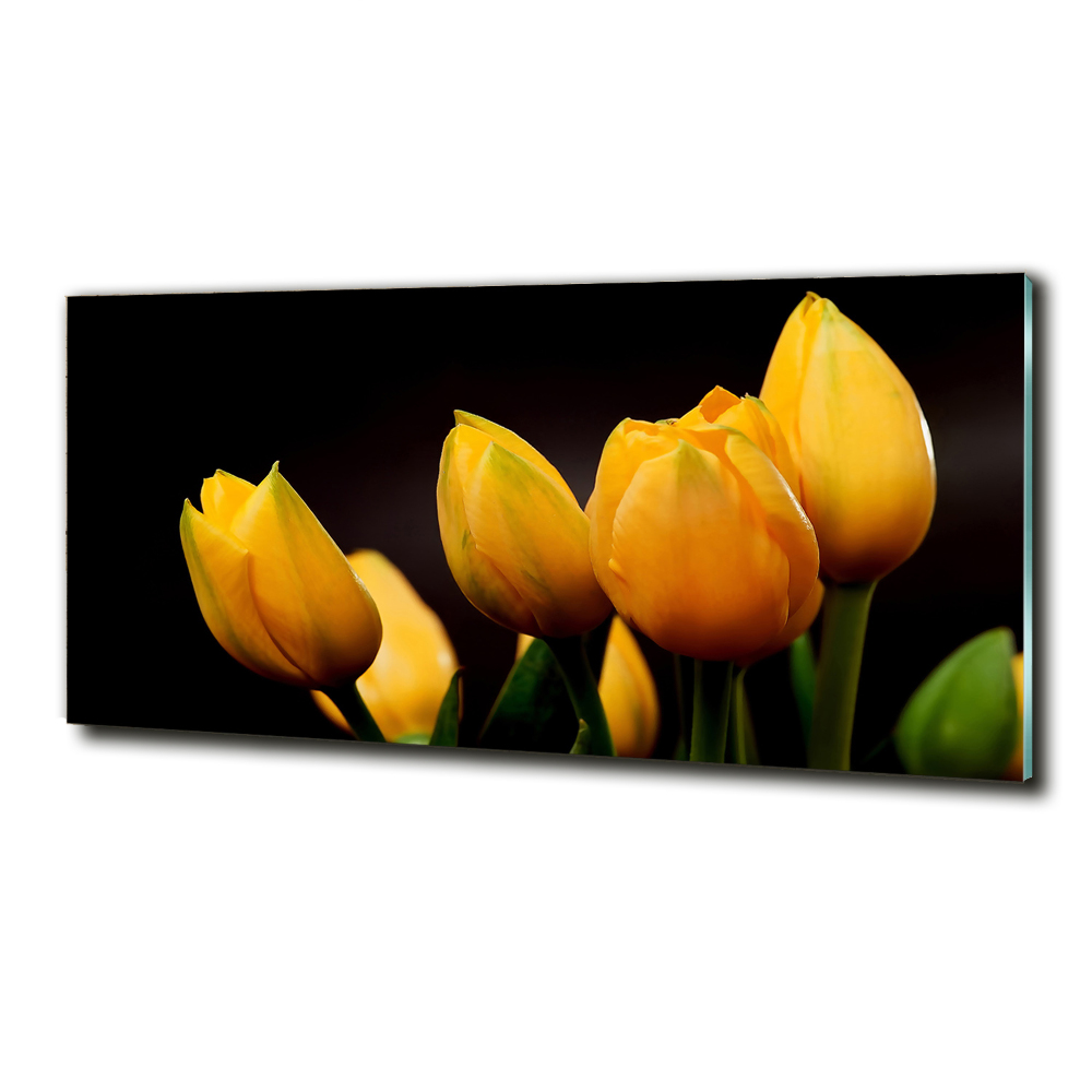 Egyedi üvegkép Sárga tulipánok