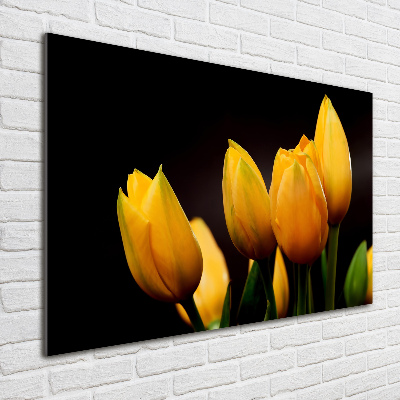 Egyedi üvegkép Sárga tulipánok