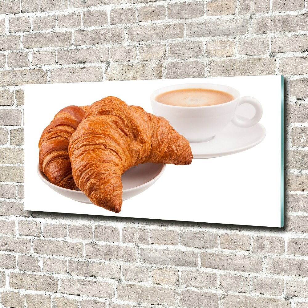 Fali üvegkép Croissant és kávé